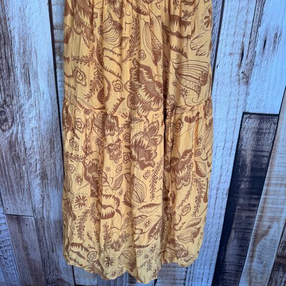 Anthropologie Kallie Flowy Maxi Dress Orange Floral Cotton Gauze XXS Fall Boho - Picture 6 of 9